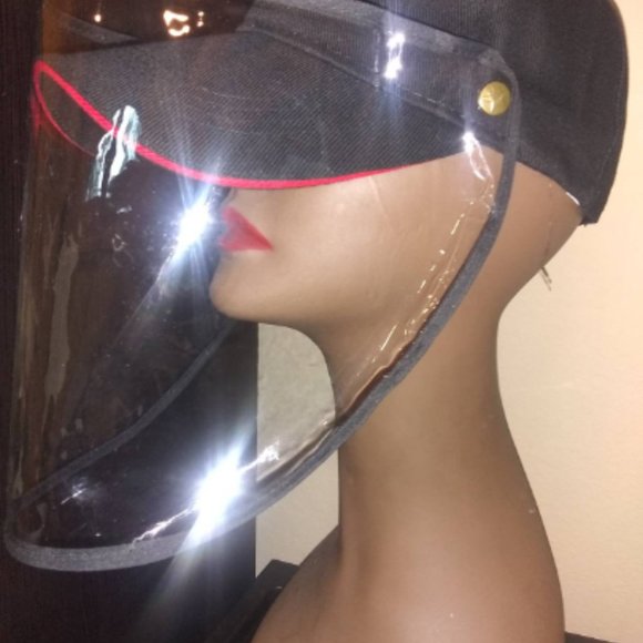 Baseball Hat Removable Full Face Coverage Sneeze Shield Cap with Plastic Shield - Picture 2 of 6